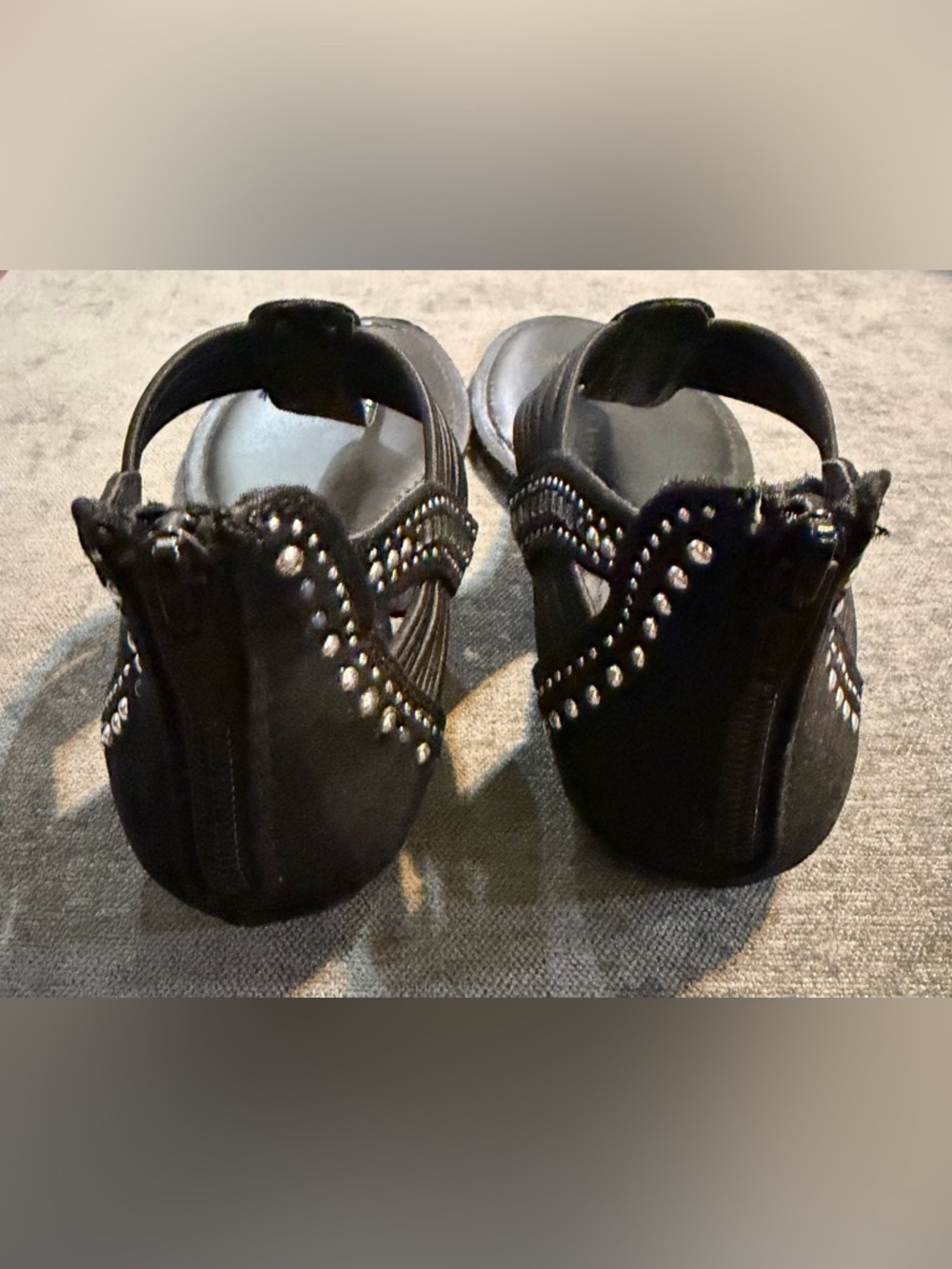 Candie's Black Rhinestone T-Strap Sandals - Picture 4 of 4